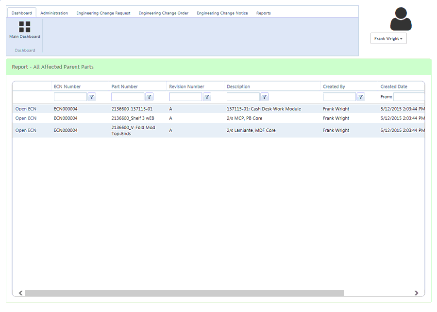 ECN Manager - All Effected Parent Parts