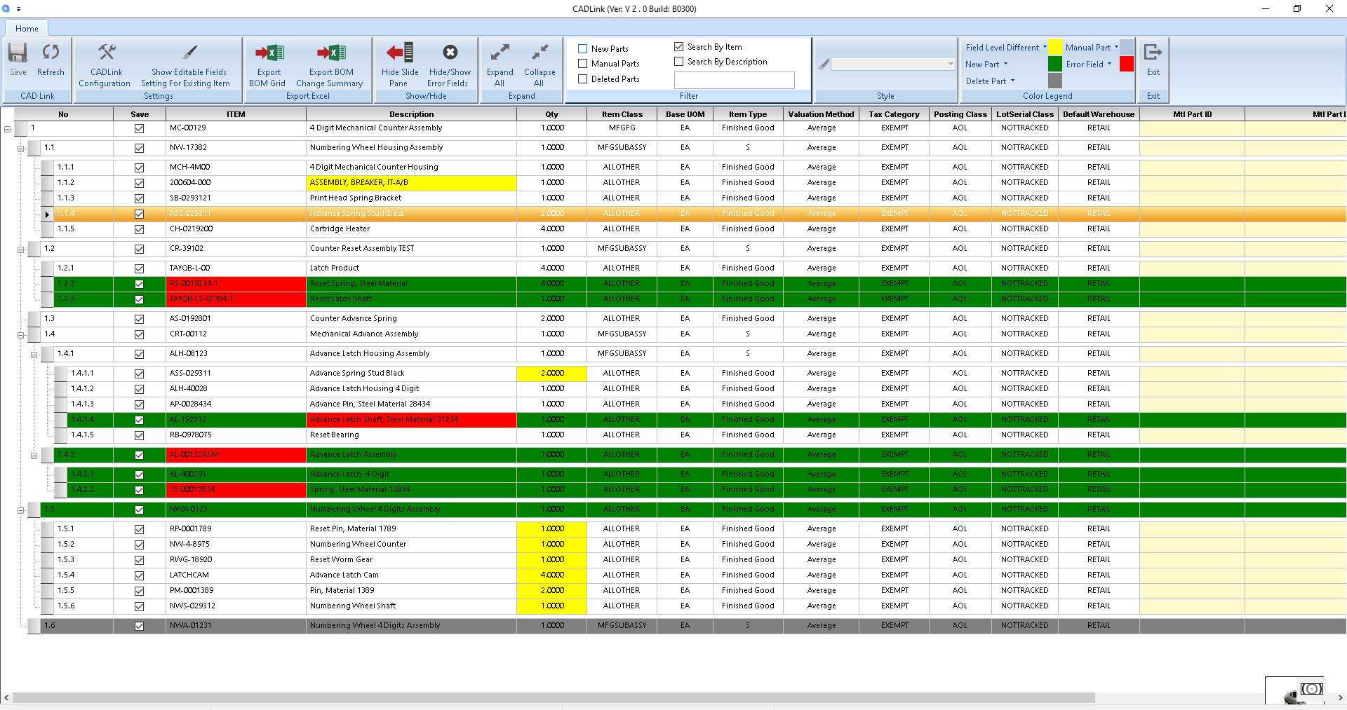 Acumatica CADLink BOM Interface