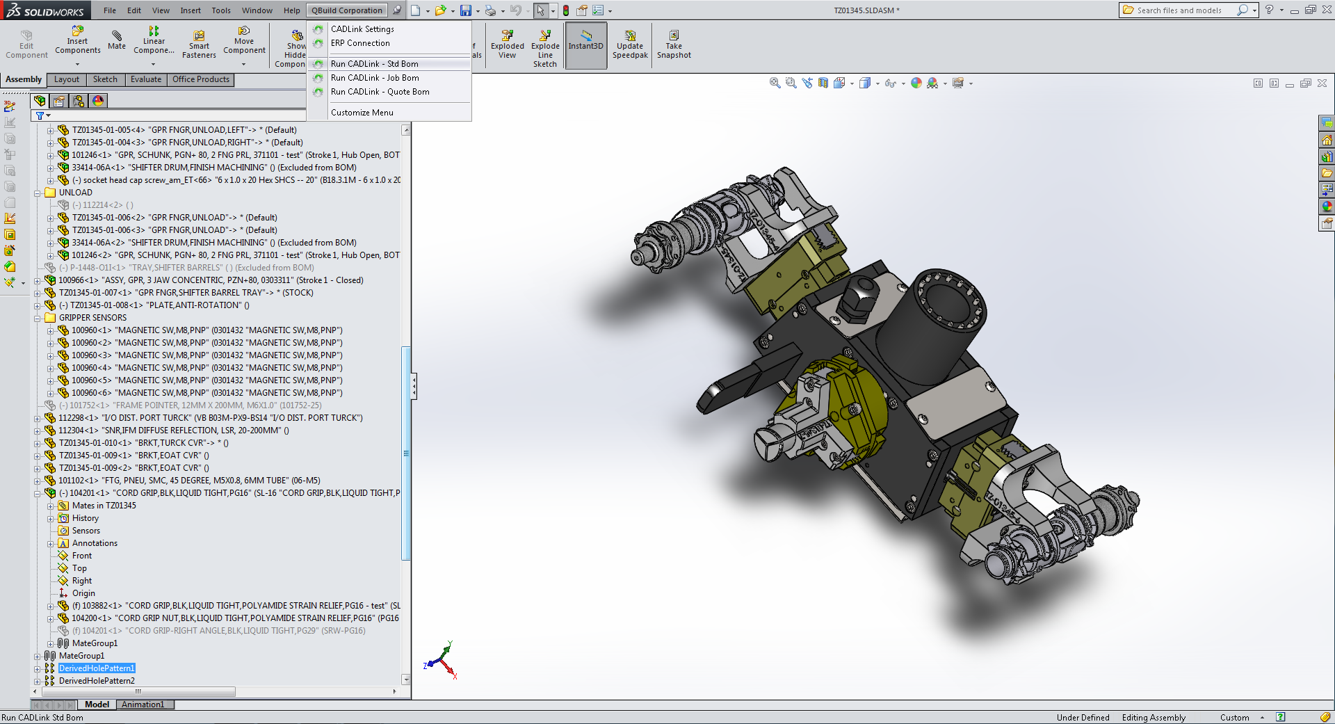 SOLIDWORKS CADLink Launch Menu